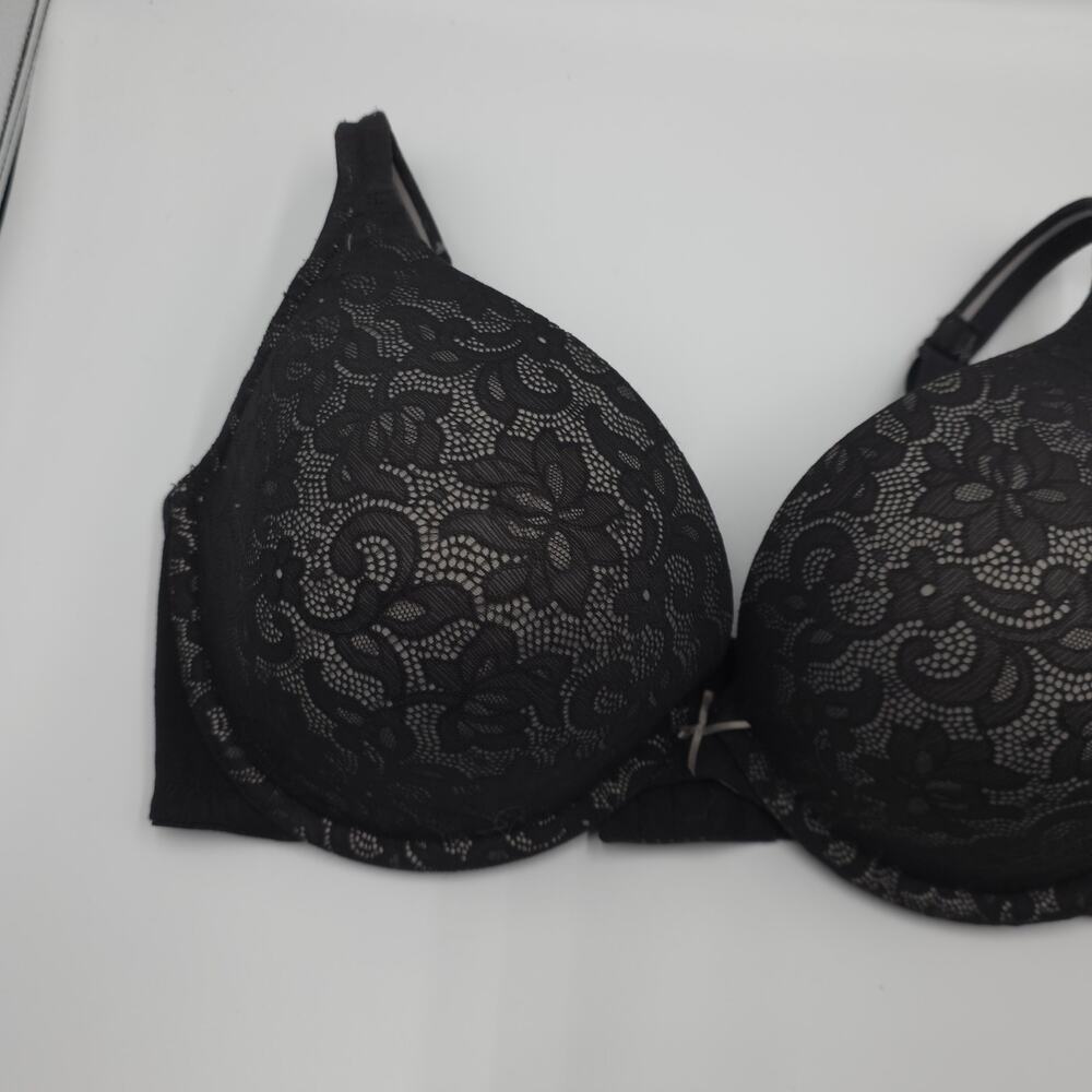 Cacique Lane Bryant Black Lace Underwire Boost Plunge Push Up Bra Black 40DDD - Picture 4 of 8